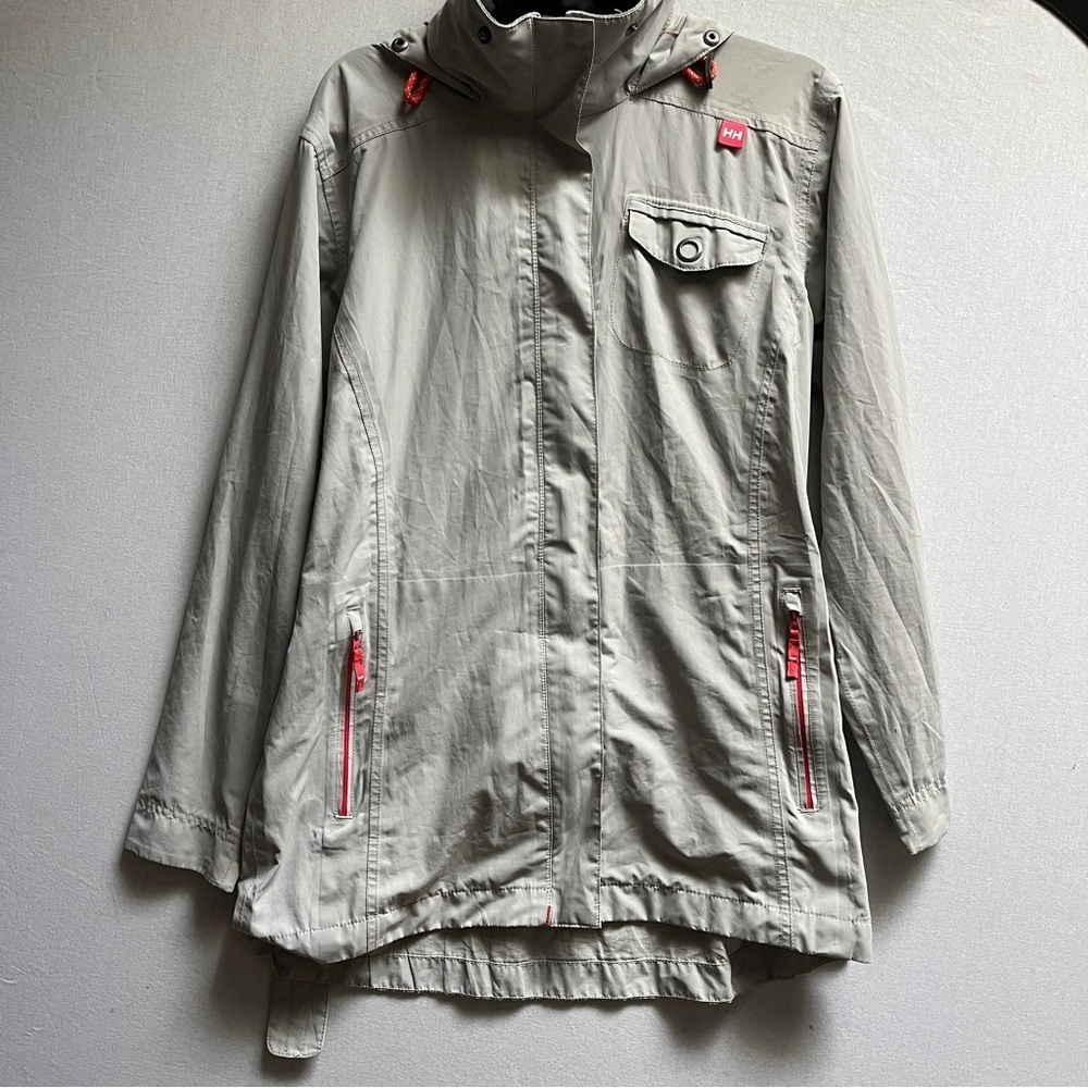 Helly Hansen Belted Raincoat Light Hooded Performance Jacket Sz L
